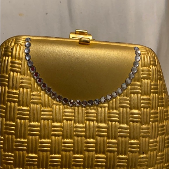 Brushed Vintage Metal Handbag w/ Crystal Accents - Picture 4 of 9